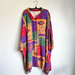 A Personal Touch | Vintage Women's Colorful Abstract Button‎ Down Shirt Size 6X